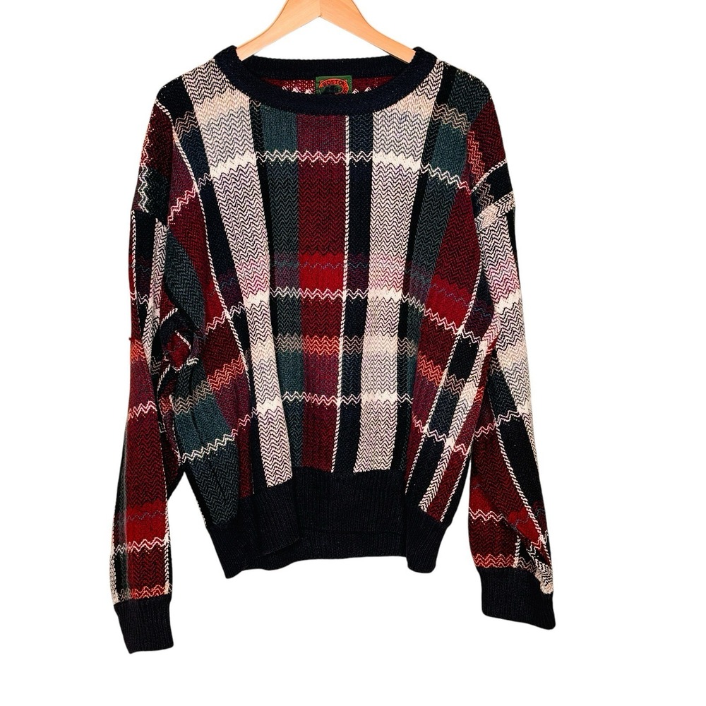 Vintage 90s‎ Boston Traders Mens Grandpa Sweater Size L Chunky Grunge Eclectic